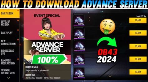 free fire advance server 2022 berikan 22 hadiah kesempatan gems spesial image 1